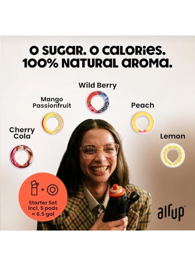 اير اب زجاجة مياه air up® (22 أونصة) باللون الرمادي + 5 كوارس نكهة Fiesta | كوارس نكهة خالية من السكر وزجاجات مياه مزودة بقشة | زجاجة مياه بنكهة - Image 2