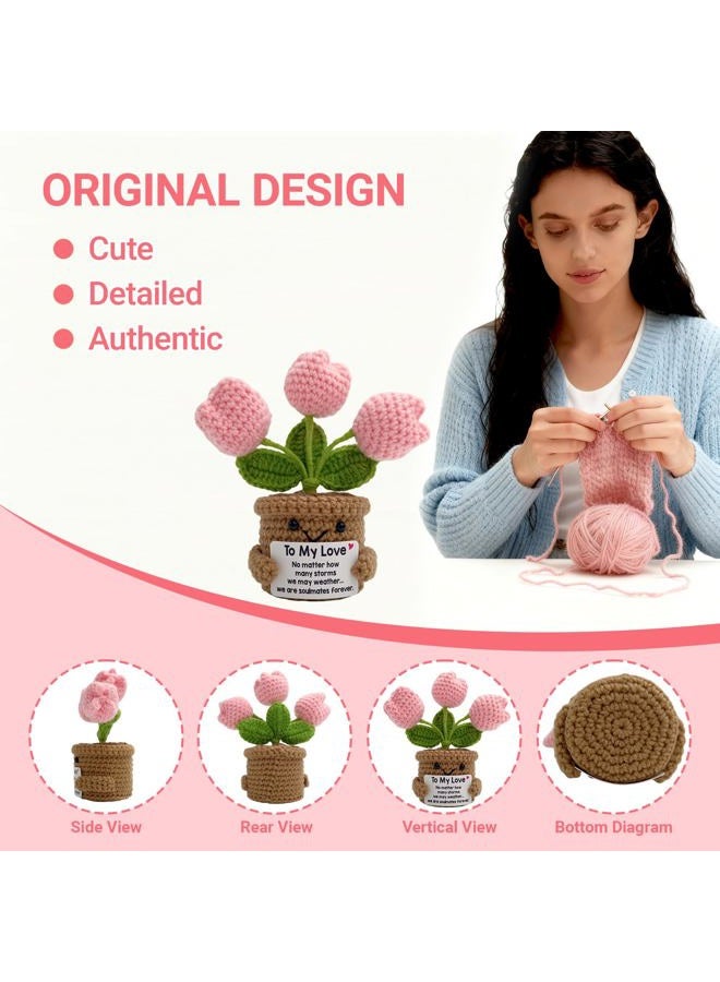 Fmcmly Handmade Crochet Tulip Flower, To My Love，Romantic Gift for Boyfriend Girlfriend, Anniversary Valentine's Day Present for Wife Husband, Christmas Couples Gift Idea - Image 2