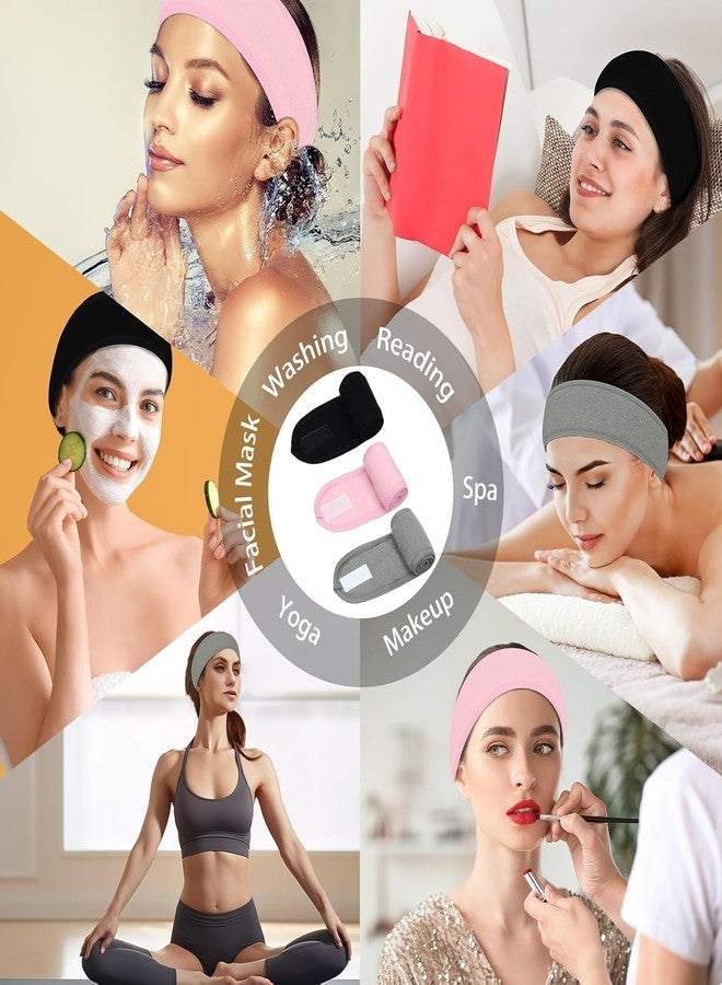 ربطة رأس لغسل الوجه، ربطة رأس سبا للوجه، ربطة رأس مطاطية قابلة للتعديل من البوليستر والقطن، ربطة رأس للمكياج للنساء، ربطة رأس مطاطية من قماش تيري، إكسسوارات تجميل (متعددة الألوان) عبوة من قطعة واحدة - Image 5