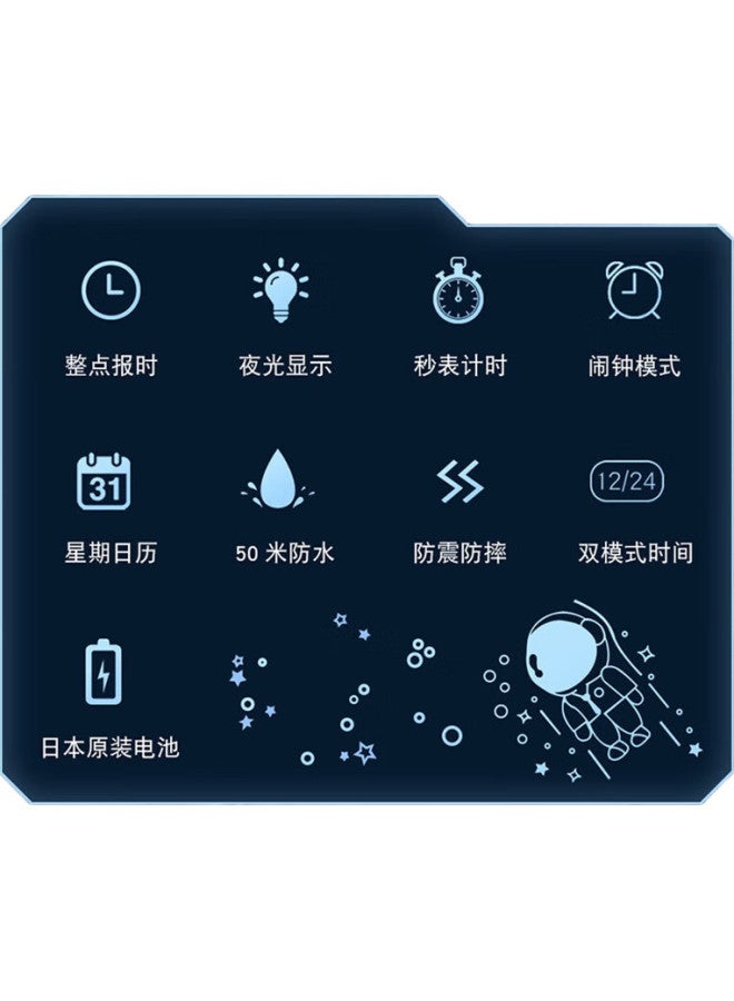 Sanda Astronaut Digital Watch For Men, Students, Teenagers, Middle And High School Students, Sports, Waterproof, Children'S Electronic Watch 6052 Black - Image 3