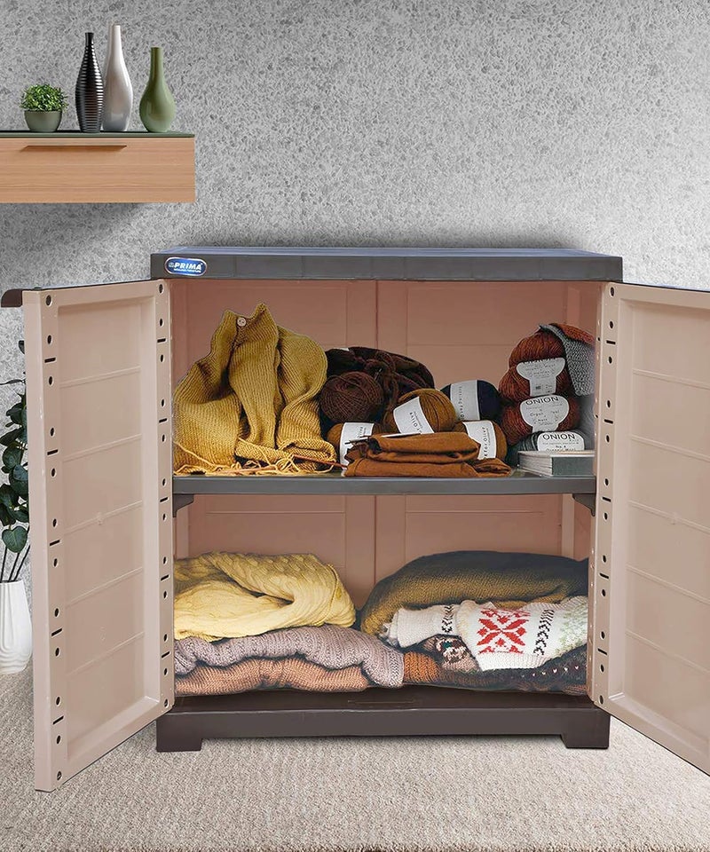 PRIMA Prima Alfa 1 Plastic Cabinet for Storage Space Organizer Shelves Cupboard Living Room Kids Multipurpose for Home Kitchen Office Camel Brown Color - Image 3