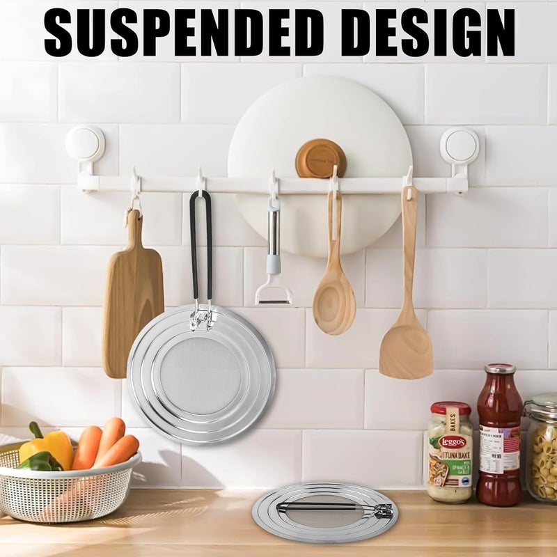 SHREESAMP حماية من الرش من الفولاذ المقاوم للصدأ لمقلاة مع مقبض مقاوم للحرارة قابل للطي يمنع رش الزيت والشحم يحافظ على نظافة المطبخ سهل الغسل متين طهي آمن يناسب جميع أحجام المقالي - Image 4