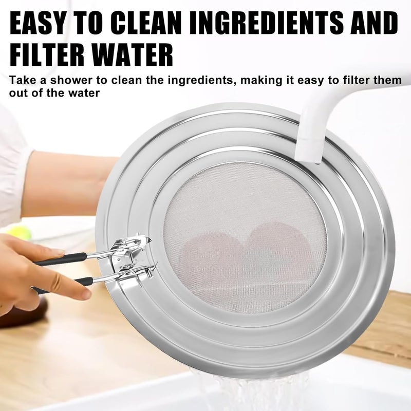 SHREESAMP حماية من الرش من الفولاذ المقاوم للصدأ لمقلاة مع مقبض مقاوم للحرارة قابل للطي يمنع رش الزيت والشحم يحافظ على نظافة المطبخ سهل الغسل متين طهي آمن يناسب جميع أحجام المقالي - Image 3