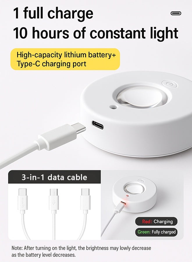 الروهيت 3 قطع أضواء LED قرصية لاسلكية قابلة للشحن، أضواء قرصية متغيرة الألوان RGB وقابلة للتعتيم لإضاءة تحت الخزائن مع جهاز تحكم عن بعد، تركيب مغناطيسي ولاصق لرفوف المطبخ والخزائن وأماكن العرض، لون أبيض - Image 5