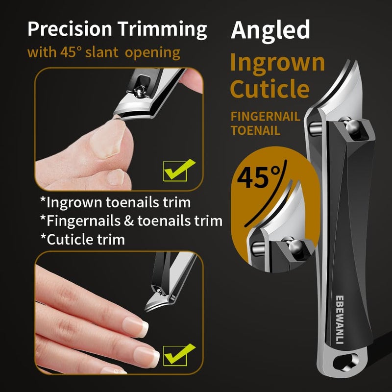 EBEWANLI Ingrown Nail Clippers, Slanted Curved Blade Toe Nail Clippers for Ingrown Toenails & Fingernail, Stainless Steel Toenail Clippers Cutter, Angled Nail Clippers for Seniors, Men, Women - Image 3