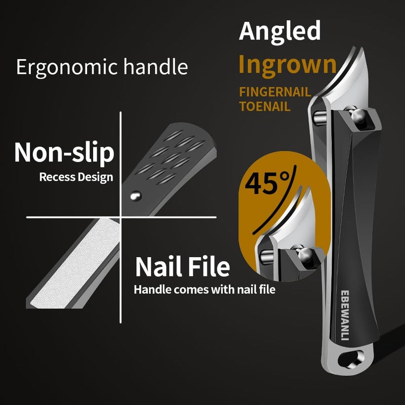 EBEWANLI Ingrown Nail Clippers, Slanted Curved Blade Toe Nail Clippers for Ingrown Toenails & Fingernail, Stainless Steel Toenail Clippers Cutter, Angled Nail Clippers for Seniors, Men, Women - Image 4