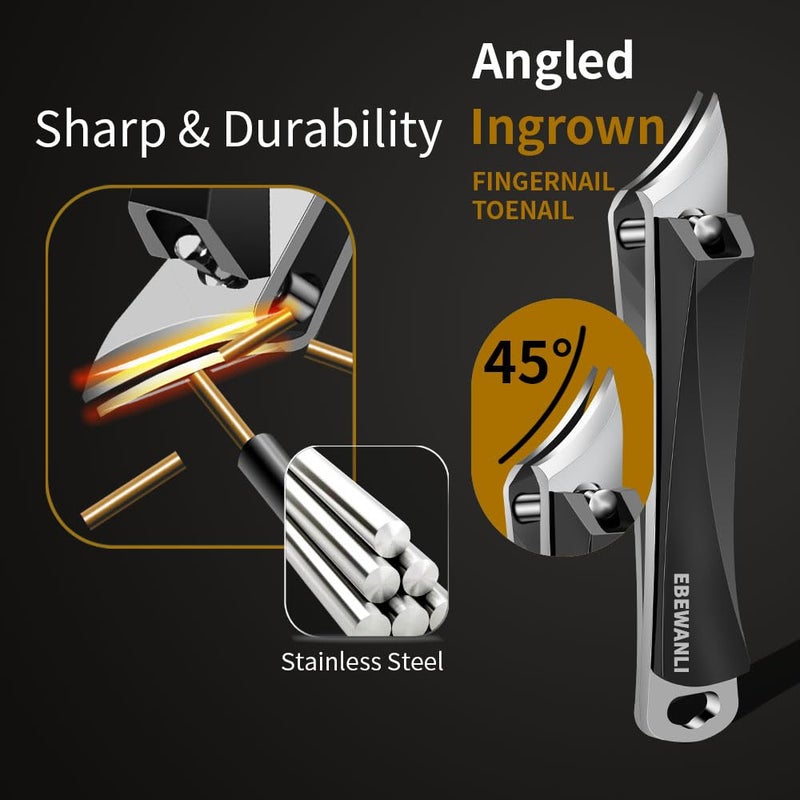 EBEWANLI Ingrown Nail Clippers, Slanted Curved Blade Toe Nail Clippers for Ingrown Toenails & Fingernail, Stainless Steel Toenail Clippers Cutter, Angled Nail Clippers for Seniors, Men, Women - Image 5