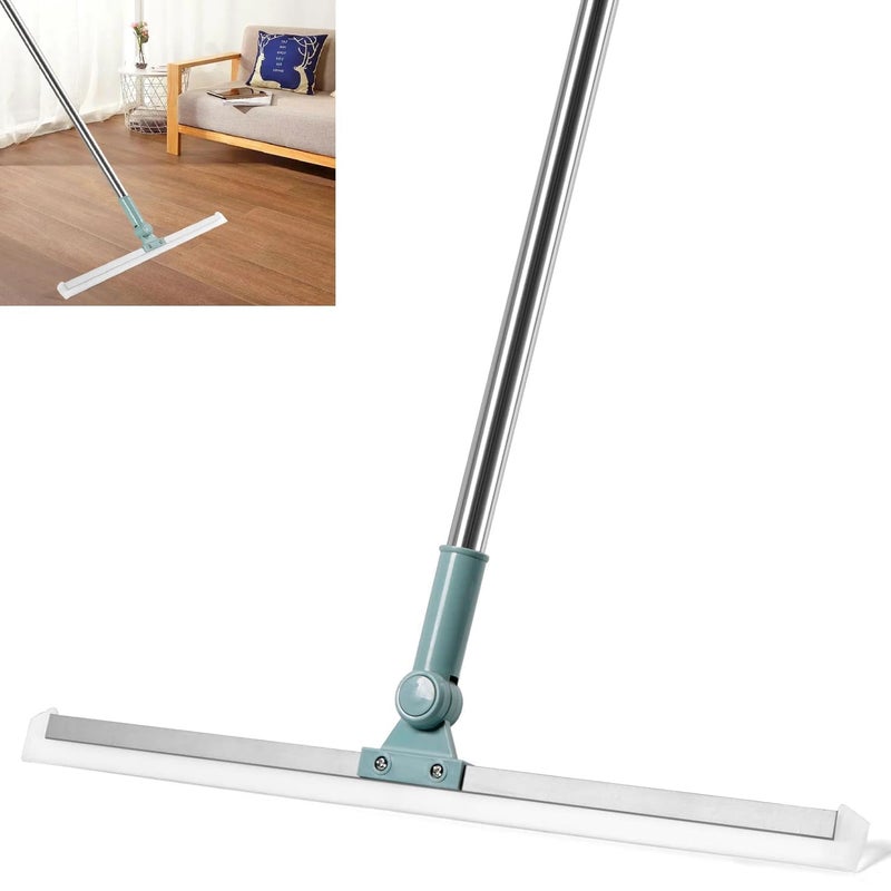 DHARMINSON Slim Floor Wiper Squeegee Broom for Floor Heavy Duty Floor Squeegee with Long Handle Adjustable Telescopic Pole Floor Wiper for Home Bathroom Tile Marble Glass Window Cleaning