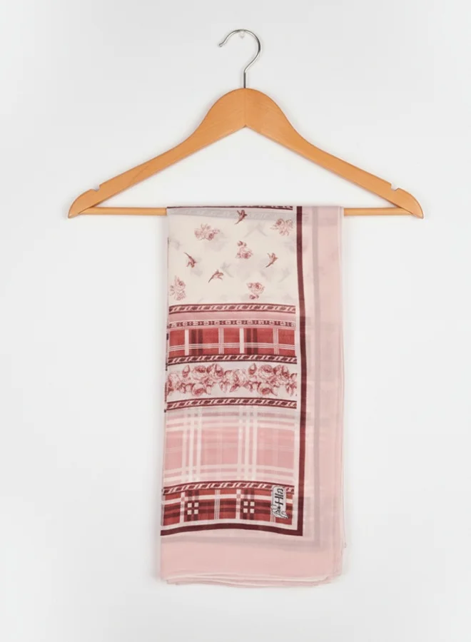 عبايات لمحة طرحة روز كلاسيك – شيفون بنقشة خطوط وزخارف ناعمة