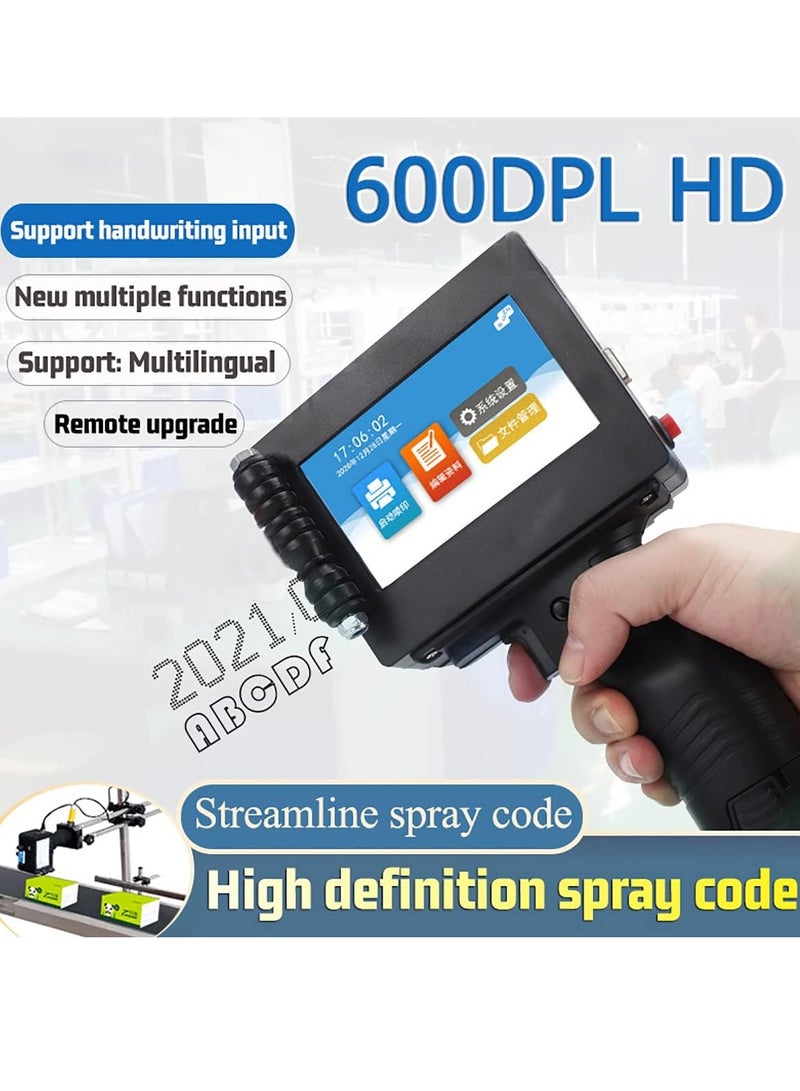 M10 Handheld Small Inkjet Printer with 4.3 Inch New Ui Design Touch Screen Quick Drying Inkjet Coding Machine Date Batch Number Qr Code Coding Machine, 600dpi Ultra-clear Printing, Multi-lingua - Image 3