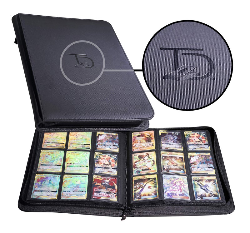 TopDeck 500 Card Ringless Zip Binder Pro - 9-Pocket Pages Side Load Sleeve TCG Storage Portfolio, Compatible with Pokemon, Yu-Gi-Oh, One Piece, MTG, Comic Trading Collectible Cards - Black - Image 1