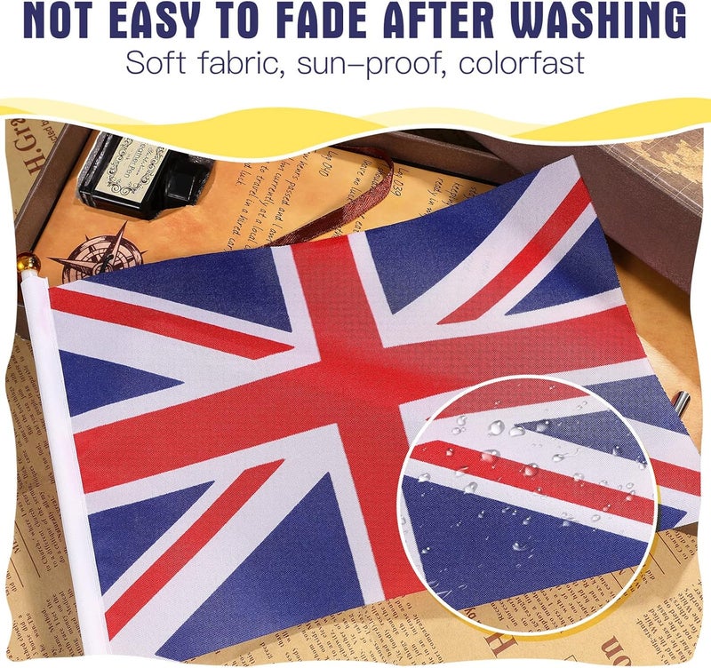 LUOEM 50 Pack Union Jack Flags on Sticks, British UK Hand Waving Flags for Patriotic Celebrations, 2026 Football & Sports Events, Street Garden Party Decorations - Image 5