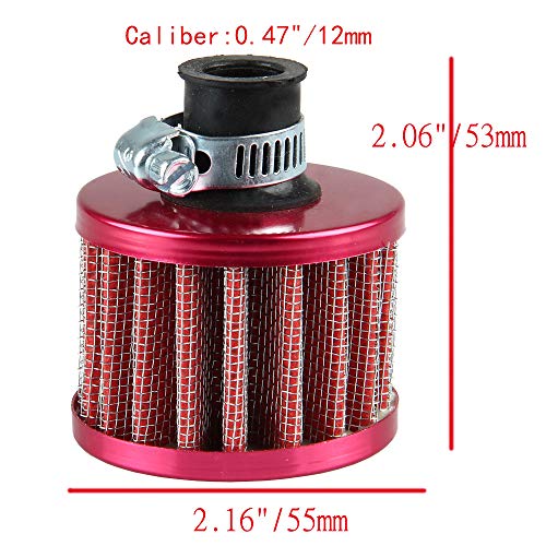 ESUPPORT Universal 12mm Mini Red Cone Cold Air Intake Filter Turbo Vent Breather Car - Image 2