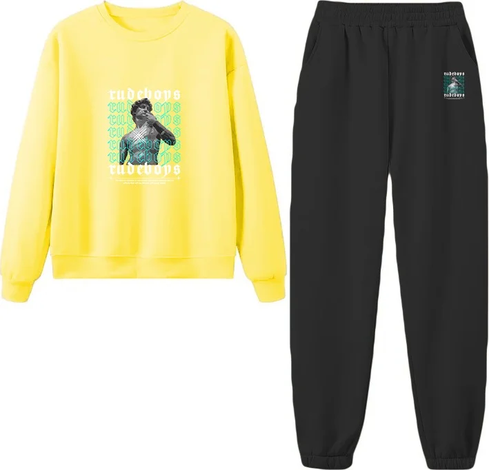دوغ فش Tracksuit Oversize Scuba Printed Tracksuit,lover,couple Combination Yellow