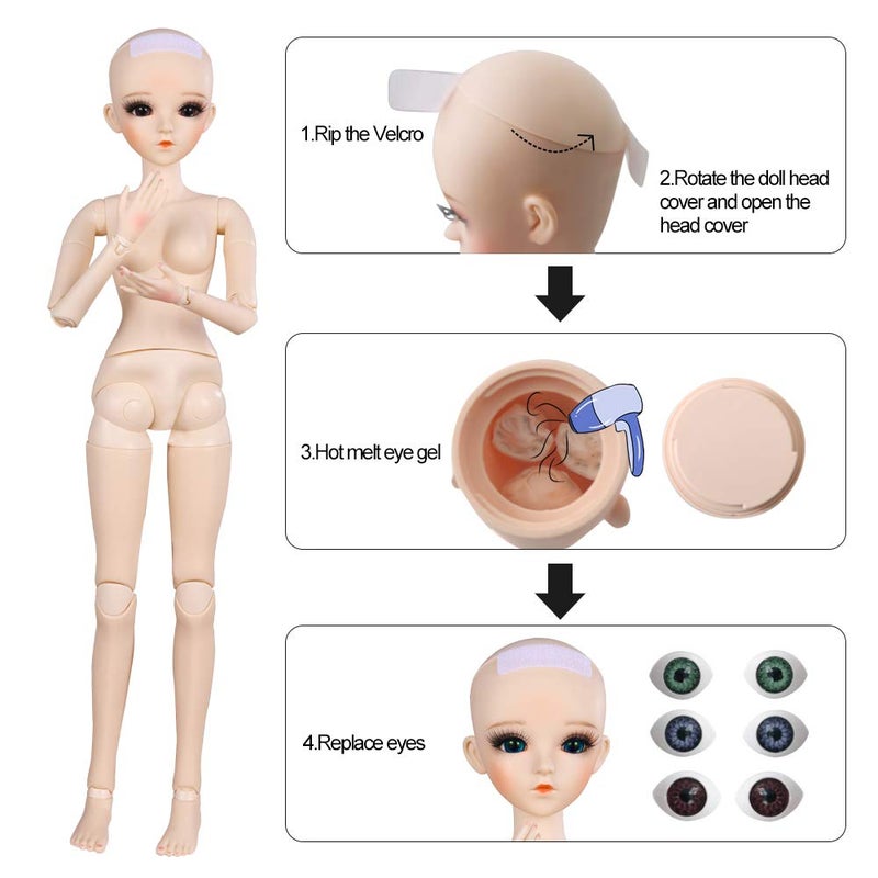 UCanaan دمية BJD من UCanaan 13 دمية SD 24 بوصة 18 مفصل متحرك دمية DIY مع ملابس وبدلة وأحذية وشعر مستعار ومكياج أفضل هدايا للكريسماس وعيد الميلاد - Image 3