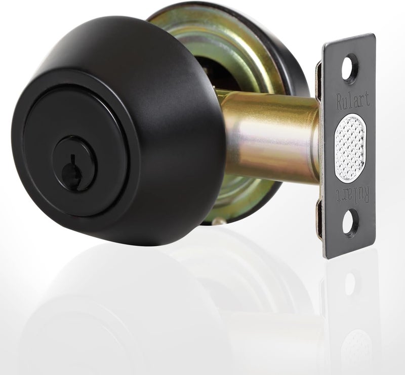 Rulart Double keyed Deadbolt Lock - Keyed on Both Sides, 2-Way Adjustable Cylinder Deadbolt (Privacy/Passage), Satin Stainless Steel(Black, Double Side) - Image 1