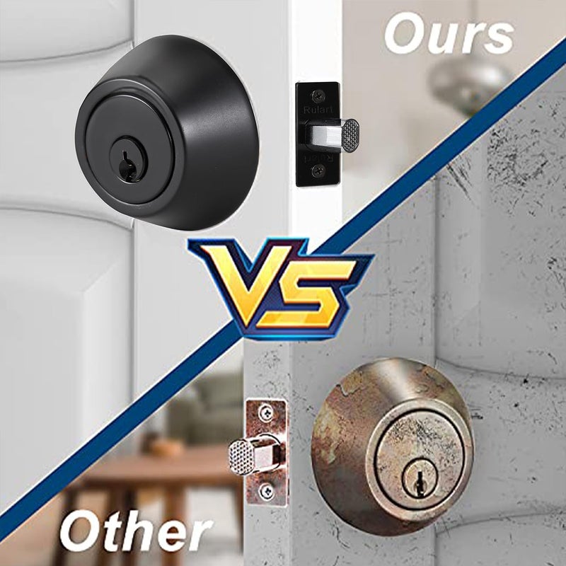 Rulart Double keyed Deadbolt Lock - Keyed on Both Sides, 2-Way Adjustable Cylinder Deadbolt (Privacy/Passage), Satin Stainless Steel(Black, Double Side) - Image 5