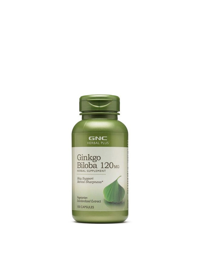 GNC - Herbal Plus Ginkgo Biloba 120Mg ; Supports Mental Sharpness Vegetarian ; 100 Capsules - Image 1