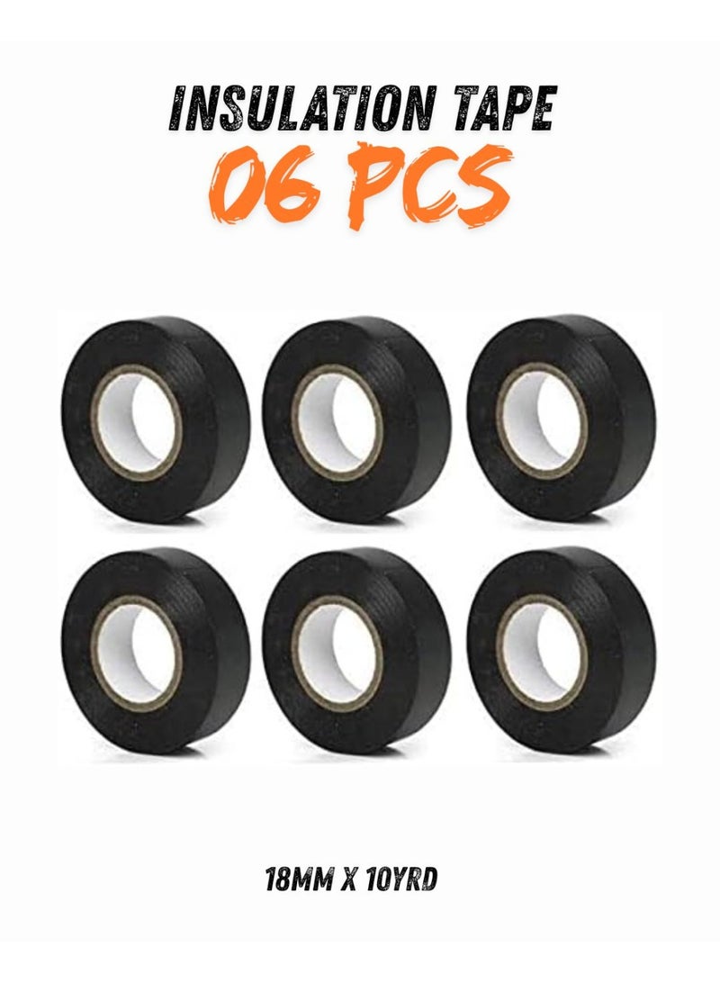أسباير بوكس Electrical Insulating Tape 18mm x 10yd – DE-EDL5261 (Pack of 6) - Image 1