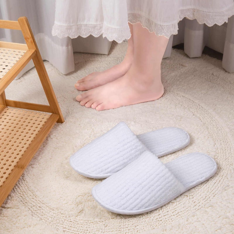 TINSKY 20 Pairs Disposable Slippers for Guests Non Slip House Spa Slippers Bulk Portable Indoor Slipper for Shoeless Home Hotel Women Travel (White and Black) - Image 3