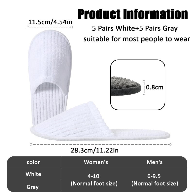 TINSKY 20 Pairs Disposable Slippers for Guests Non Slip House Spa Slippers Bulk Portable Indoor Slipper for Shoeless Home Hotel Women Travel (White and Black) - Image 4