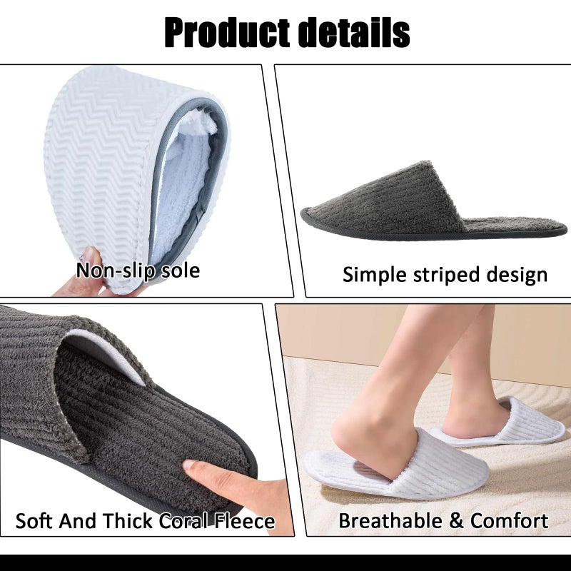 TINSKY 20 Pairs Disposable Slippers for Guests Non Slip House Spa Slippers Bulk Portable Indoor Slipper for Shoeless Home Hotel Women Travel (White and Black) - Image 5