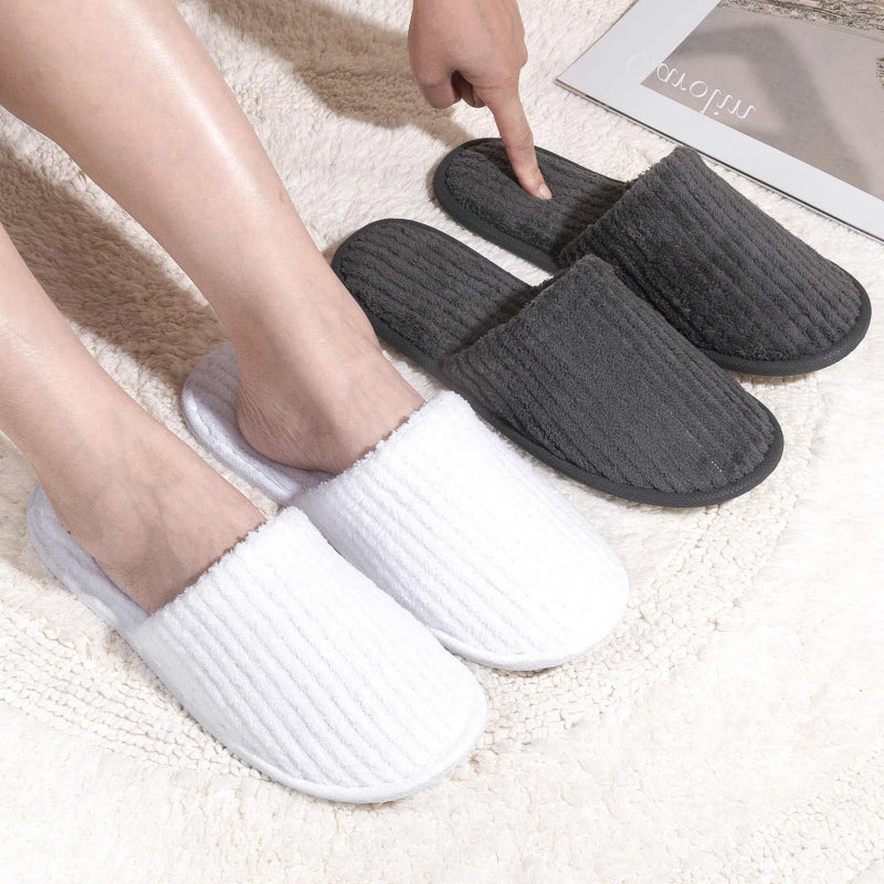 TINSKY 20 Pairs Disposable Slippers for Guests Non Slip House Spa Slippers Bulk Portable Indoor Slipper for Shoeless Home Hotel Women Travel (White and Black) - Image 2