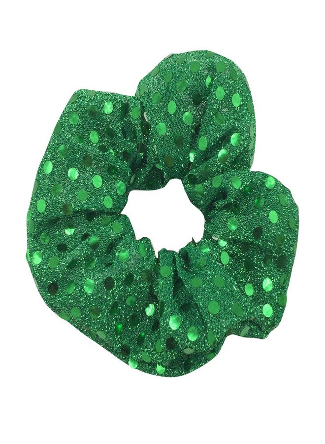 KINFENE 4 Pcs Sequins Christmas Hair Scrunchies Hair Bobbles Metallic Elastics Ponytail Holders Hair Wrist Ties Bands Cloth Scrunchies for Show Gym Dance Party Club Girl (Green) - Image 2