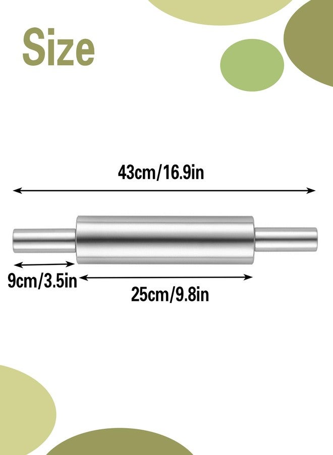 Hiyoo 17'' Stainless Steel Rolling Pin, Smooth Dough Roller for Baking, Pizza, Chapati, Cookies, Noodles, Dough Pie, Easy to Clean - Image 2