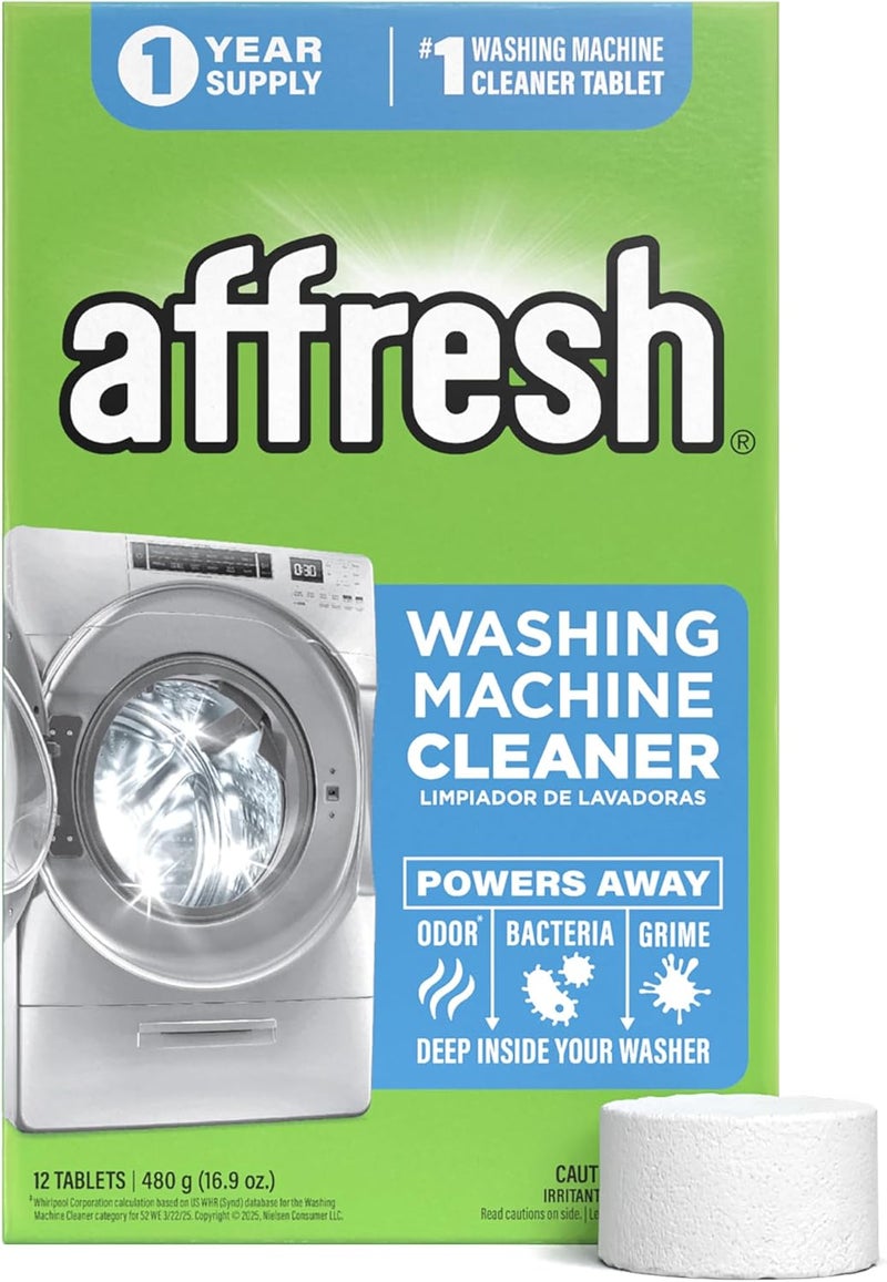 Affresh Washing Machine Cleaner, Helps Power Away Odor Causing Bacteria & Grime Deep Inside Pump, Valve & Hoses, 12 Time Release Tablets, 1 Year Supply - Image 1