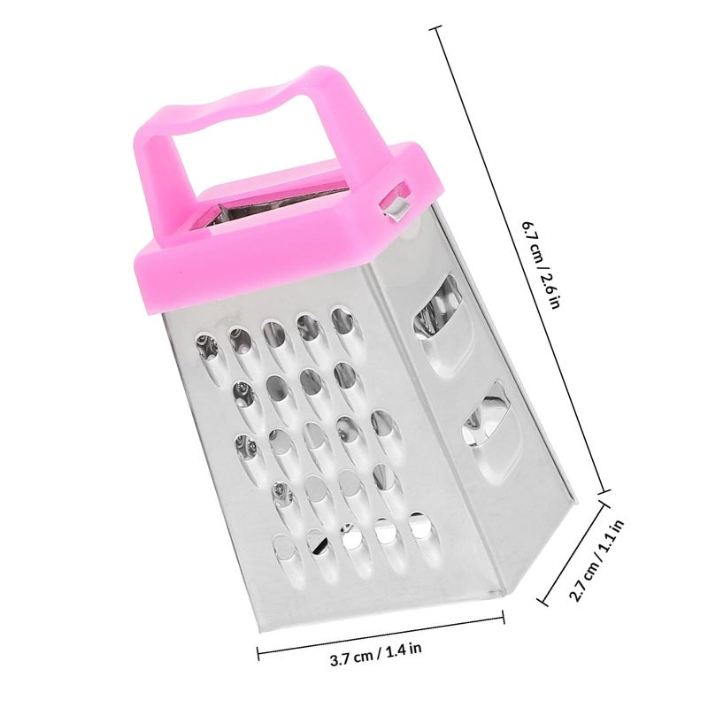 6pcs Mini Stainless Steel Cheese Grater Set with Multifunctional Vegetable Slicer and Colorful Plastic Handles - Image 3