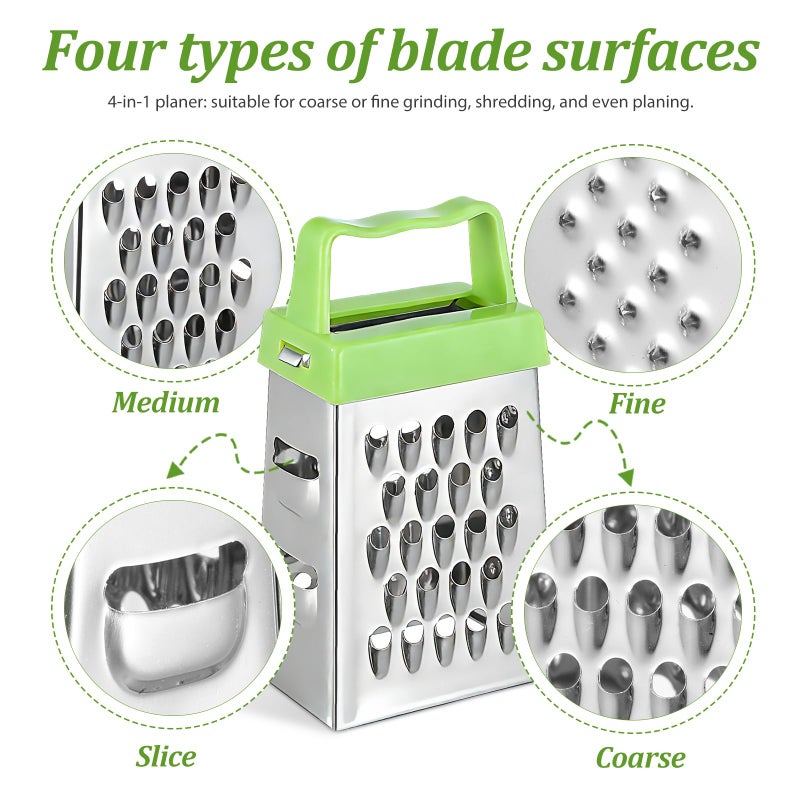 6pcs Mini Stainless Steel Cheese Grater Set with Multifunctional Vegetable Slicer and Colorful Plastic Handles - Image 4