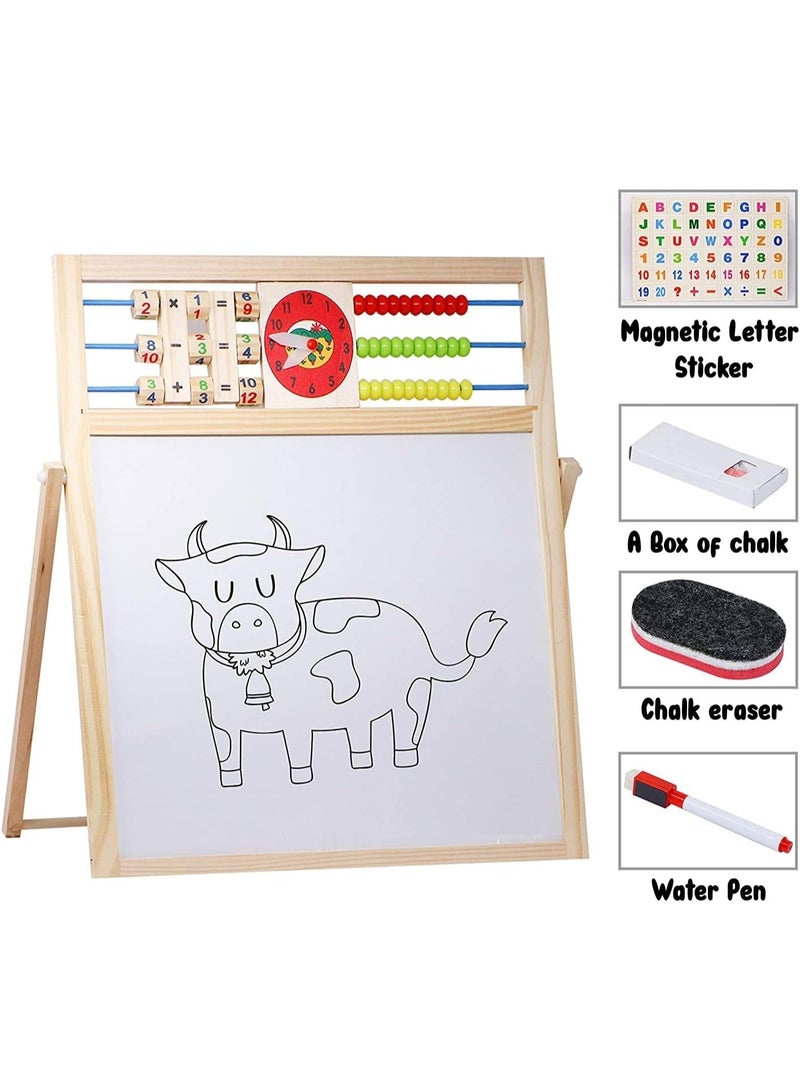 Factory Price Double-Sided Magnetic Wooden Easel Board for Kids with Accessories - 44cm x 39.5cm x 20cm - Image 3