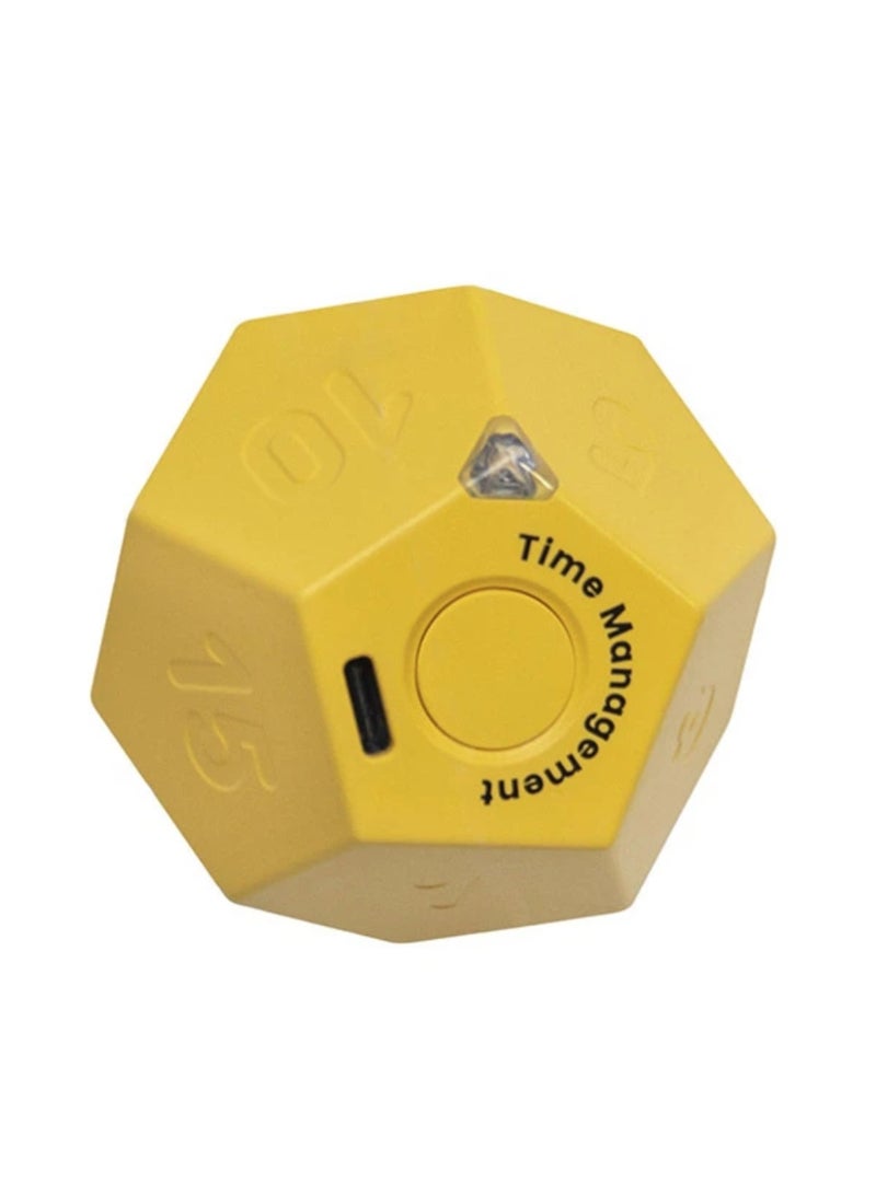 Yellow 12-Sided Timer | Flip to Set – 11 Preset Countdowns | Ring/Vibration Modes - Image 1