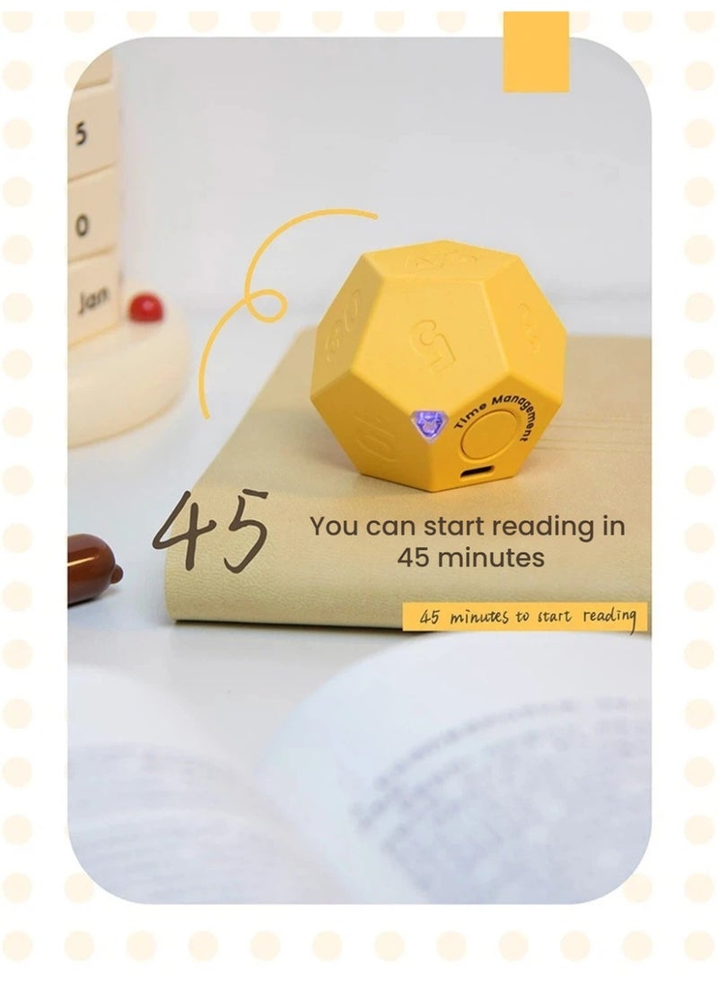 Yellow 12-Sided Timer | Flip to Set – 11 Preset Countdowns | Ring/Vibration Modes - Image 3