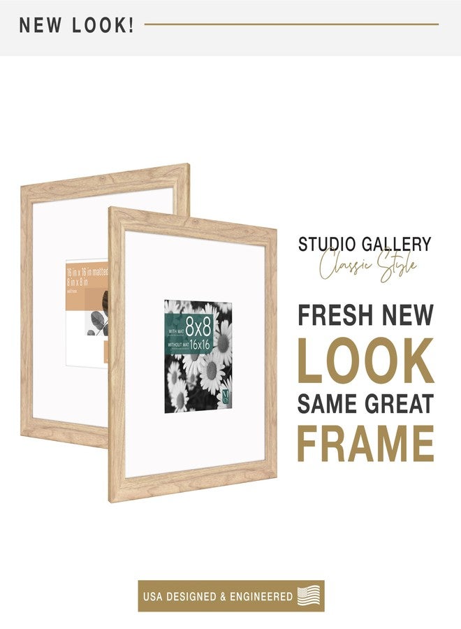 MCS Classic Studio Gallery Frame, Natural Woodgrain, 16 x 16 in matted to 8 x 8 in, Single - Image 2