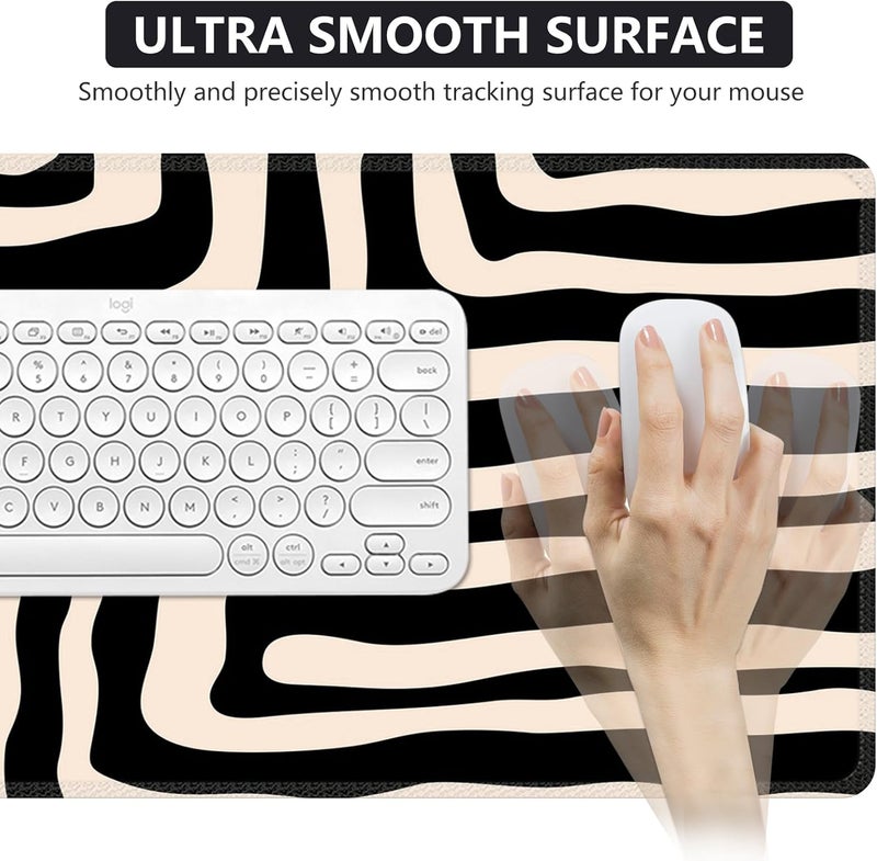 iCasso Gaming Mouse Pad (35.4x15.7 in), Large Stable Rubber Base Mousepad with Stitched Edges, Keyboard Mouse Mat for Work, Game, Office, Home - Curve - Image 5