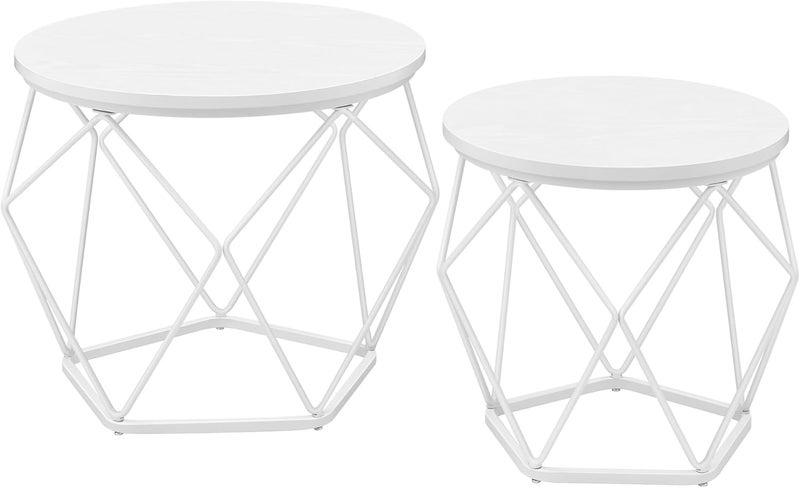 VASAGLE Round Coffee Table, Set of 2, Living Room Table, Side Table, Modern, Removable Table Top, for Living Room, Snow White/Cloud White LET040W46 - Image 1