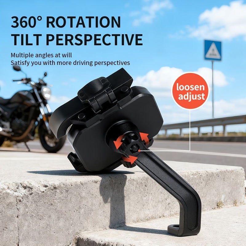 Black Motorcycle Electric Bike Phone Holder With Auto Lock Shockproof Navigation Mount - Image 2