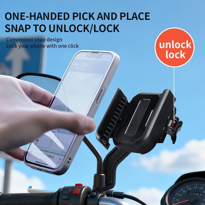 Black Motorcycle Electric Bike Phone Holder With Auto Lock Shockproof Navigation Mount - Image 4