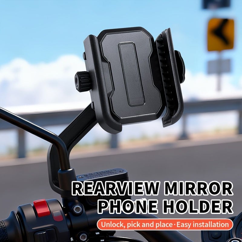 Black Motorcycle Electric Bike Phone Holder With Auto Lock Shockproof Navigation Mount - Image 5