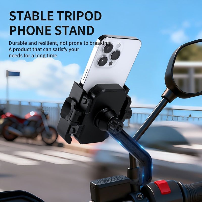 Black Motorcycle Electric Bike Phone Holder With Auto Lock Shockproof Navigation Mount - Image 3