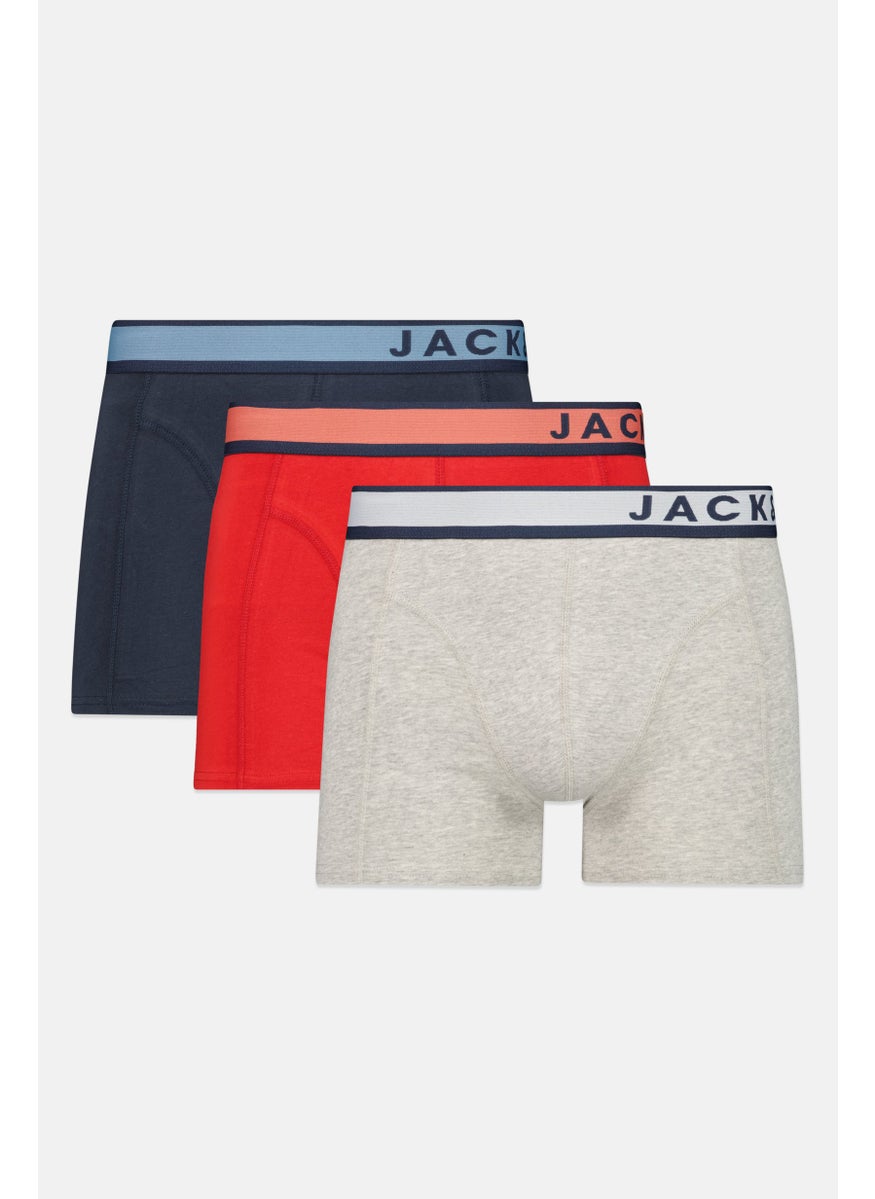Jack Jones Men 3 Pieces Brand Logo Trunks, Multicolor  - Image 1