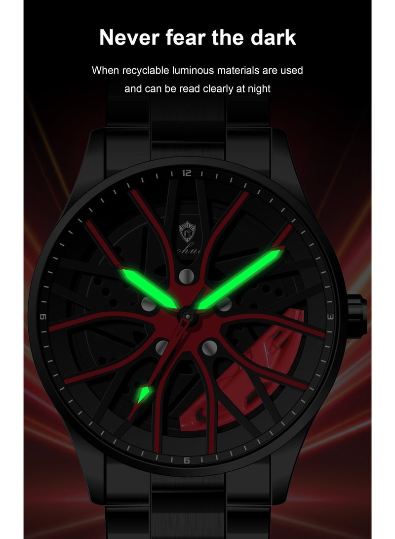 GOHUOS Men's Casual New Wheels Rolling Creative Fashion Waterproof Stainless Steel Band Quartz Watches Car Watches Gifts for Men  - 42mm - Image 5