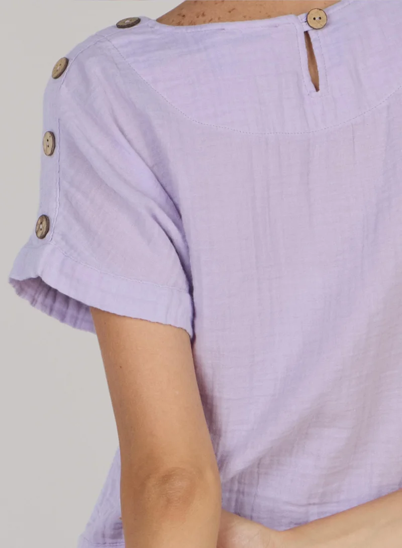 Just Nature Lilac Short Sleeve Crop Top for Women | Best Price UAE