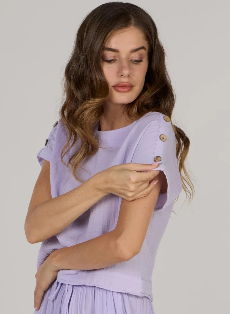 Just Nature Lilac Short Sleeve Crop Top for Women | Best Price UAE