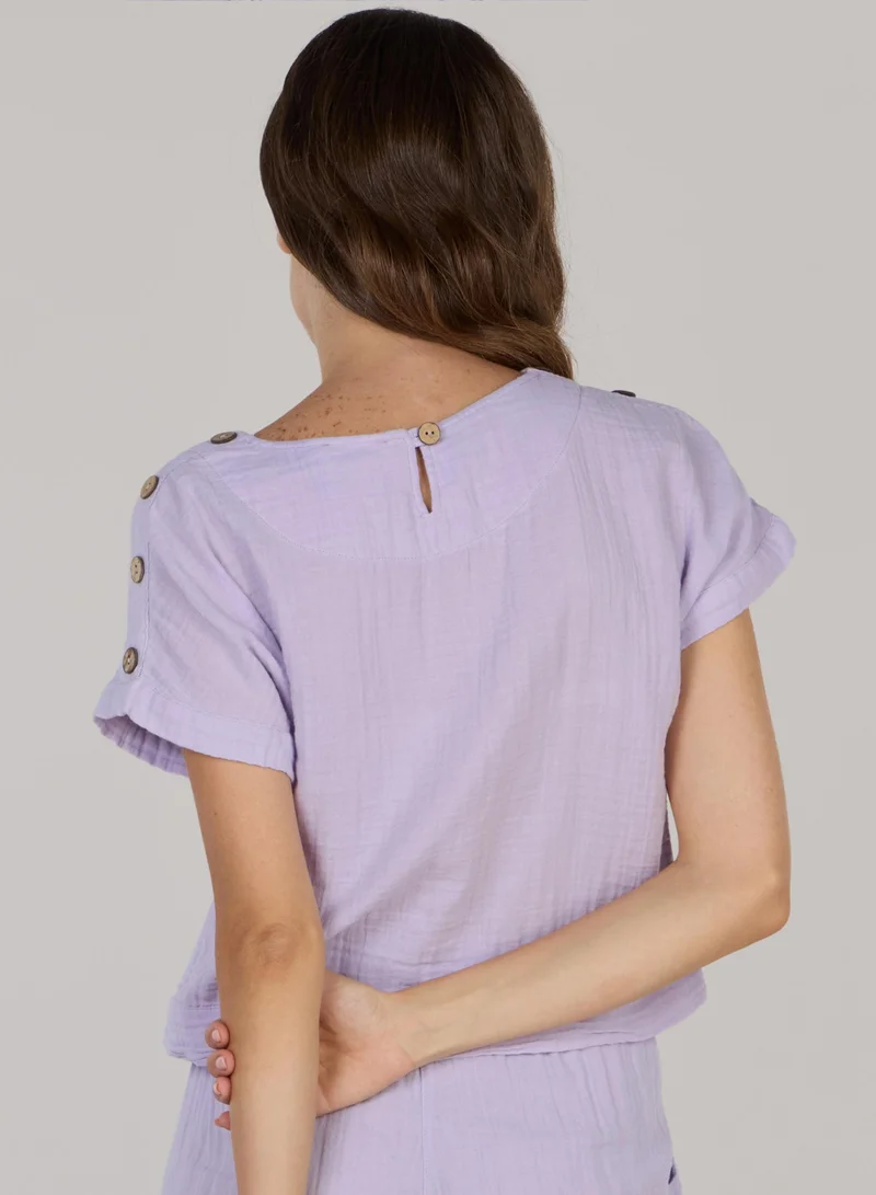 Just Nature Lilac Short Sleeve Crop Top for Women | Best Price UAE
