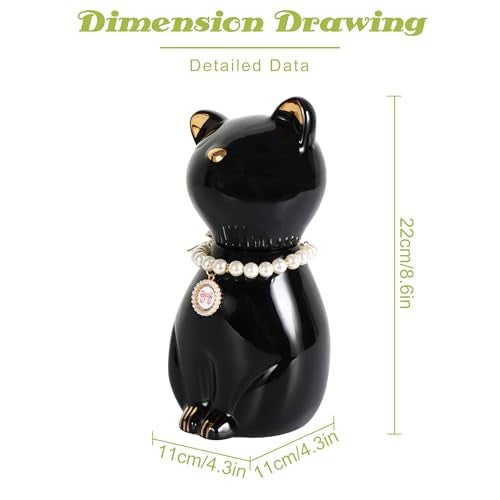 DiDiBirDi Cat Urns for Ashes, Elegant Ceramics Pets Cremation Keepsake, Funerary Urns Black Pet Urn for Cats Memorial Box with Personalized Necklace (15lbs) - Image 2