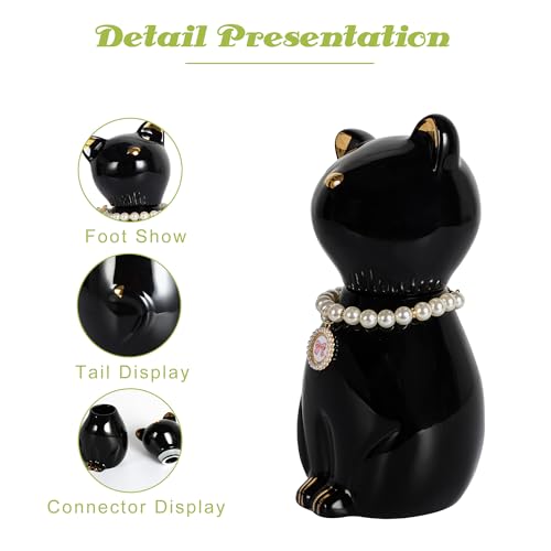 DiDiBirDi Cat Urns for Ashes, Elegant Ceramics Pets Cremation Keepsake, Funerary Urns Black Pet Urn for Cats Memorial Box with Personalized Necklace (15lbs) - Image 4