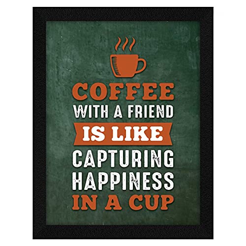 ArtX Paper Motivational Quote Coffee with A Friend Framed Wall Art Painting, Multicolor, Abstract, 10 X 13 Inches, Set of 1 - Image 1